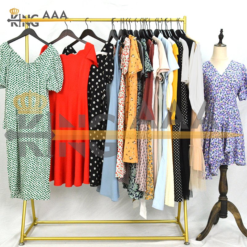 Bohemian Beach Short Sleeve Used cotton long dress used clothes korean bales