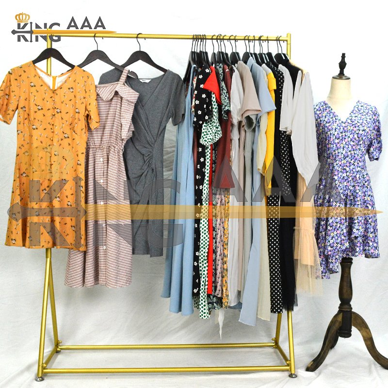 Bohemian Beach Short Sleeve Used cotton long dress used clothes korean bales