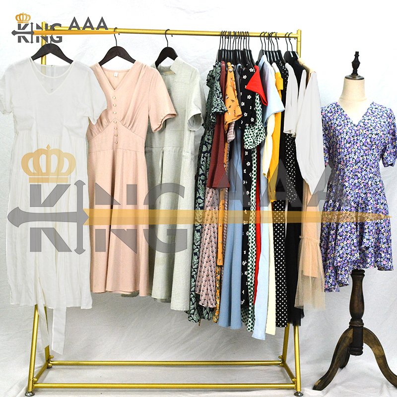 Bohemian Beach Short Sleeve Used cotton long dress used clothes korean bales