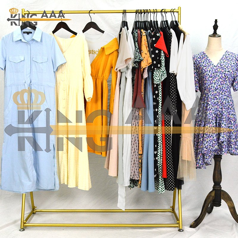 Bohemian Beach Short Sleeve Used cotton long dress used clothes korean bales