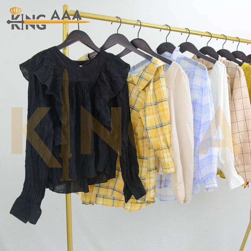 used clothes grade a cheap Cotton Used clothes ladies blouse tee assorted bulk clothes