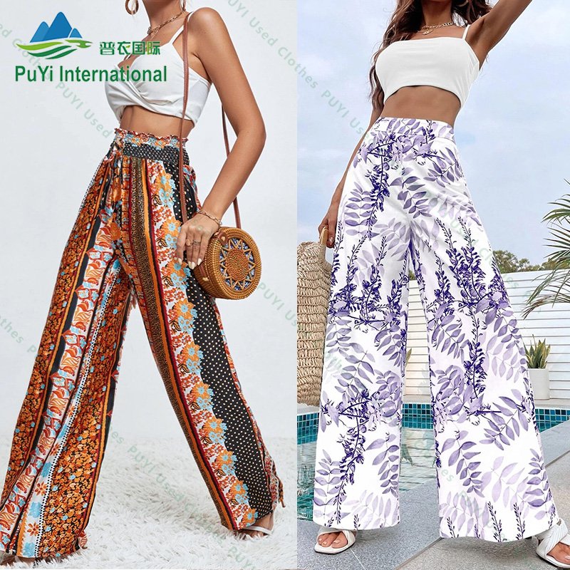 bohemian ladies wide leg palazzon pants bulk used clothes europe bales second hand brand used clothes from uk pant