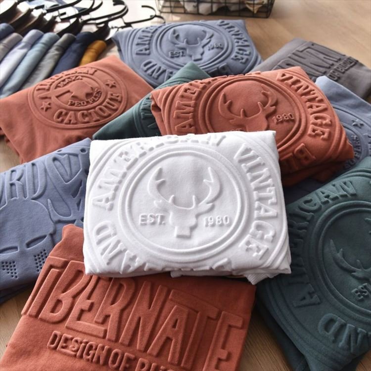High Quality embossed t shirt 100% Cotton Customized solid colors printing mens t shirts stock Solid color T-shirt