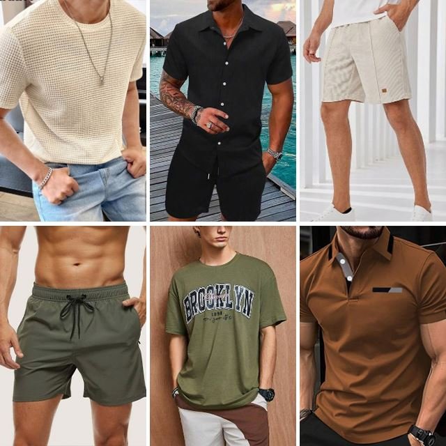 2024 Men's Summer Fashion Used Casual T-shirt POLO Shirt Pants Stock Mix and Match Low Price Random Shipping