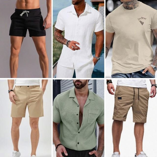 2024 Men's Summer Fashion Used Casual T-shirt POLO Shirt Pants Stock Mix and Match Low Price Random Shipping