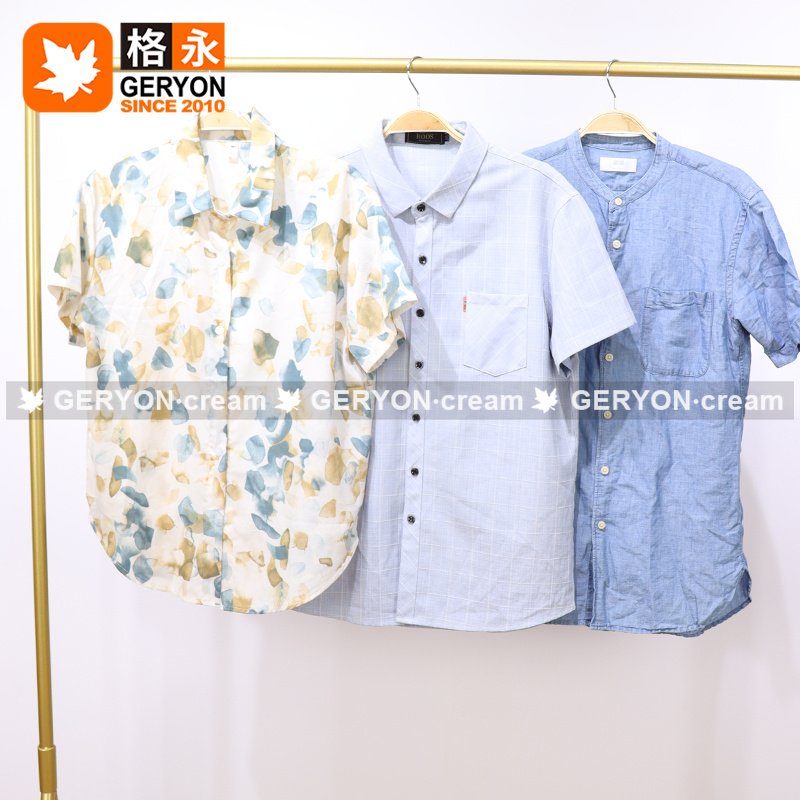 GERYON vintage Polo T Shirts Men Cotton Apparel Stock Man Chemise Hawaienne Ropa Usada Hombre Used Clothes In Bulk