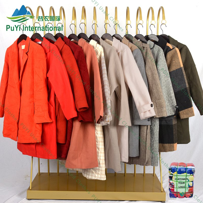 Ladies woolen worsted coat long sleeves king used clothes italy second hand clothes
