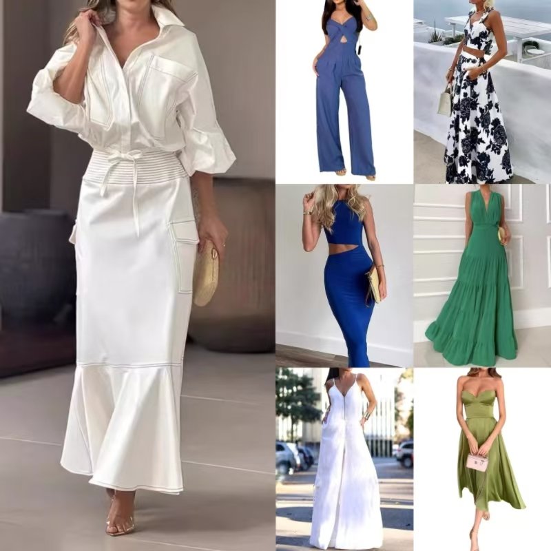 Wholesale summer hot selling women's short sleeved loose casual dresses mixed random delivery