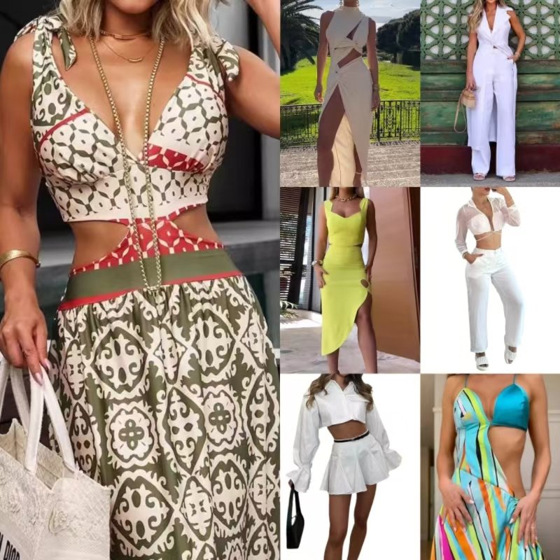 Wholesale summer hot selling women's short sleeved loose casual dresses mixed random delivery