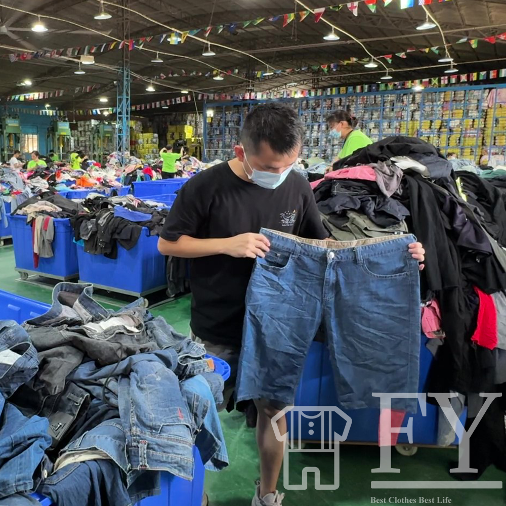 FengYang Jeans Used Clothes for Bales Used Jeans for Men Women Men Children Adult Grade A Factory Outlet