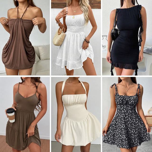 2024 Wholesale Women's Printed Elastic Retro Casual Short sleeved Dress Women's Summer Dress in Stock Random Shipping Clearance