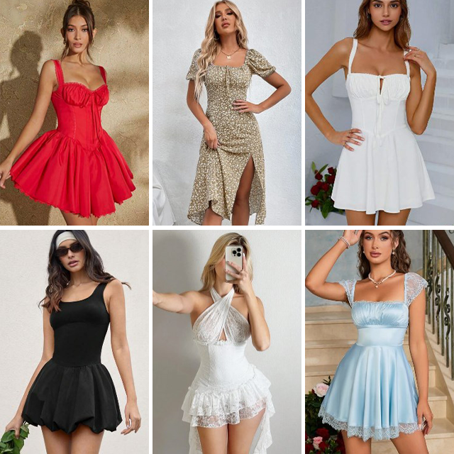 2024 Wholesale Women's Printed Elastic Retro Casual Short sleeved Dress Women's Summer Dress in Stock Random Shipping Clearance