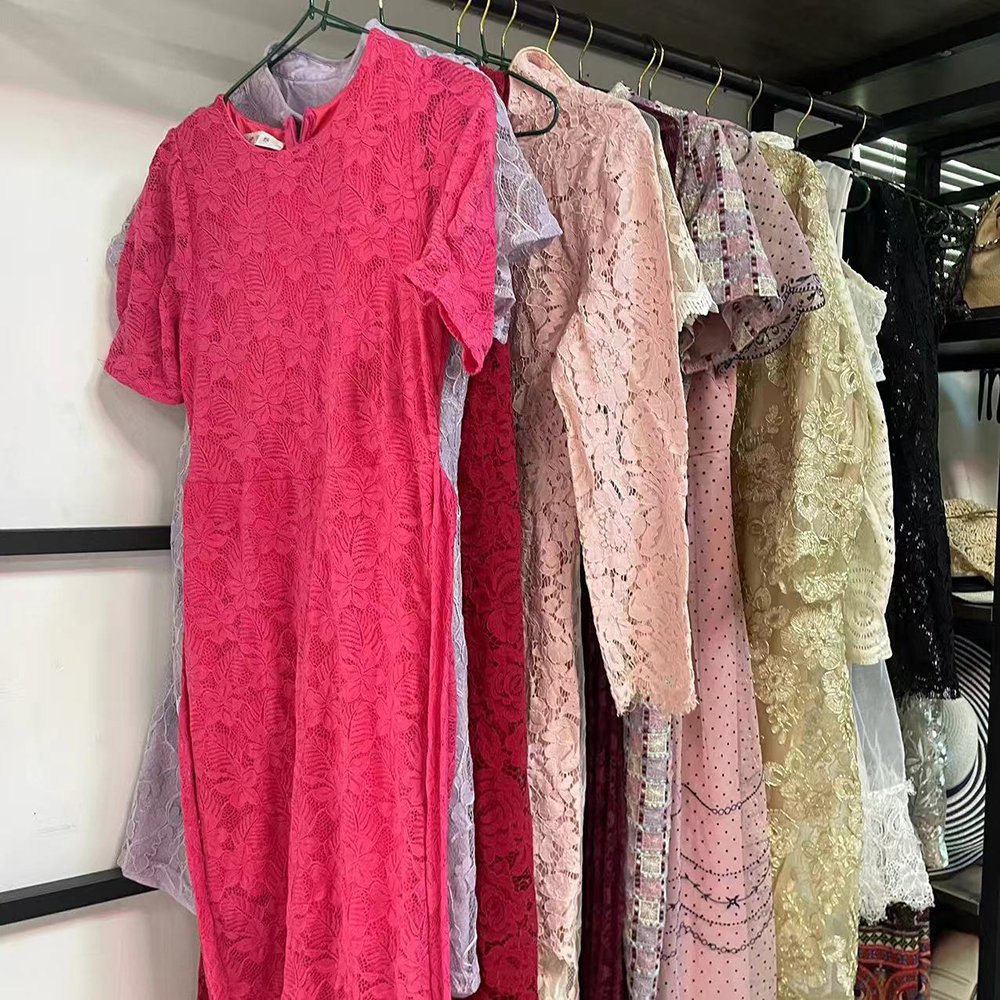 lace dresses long mesh dress elegant used clothes bales for ladies dresses formal casual clothes bale stock