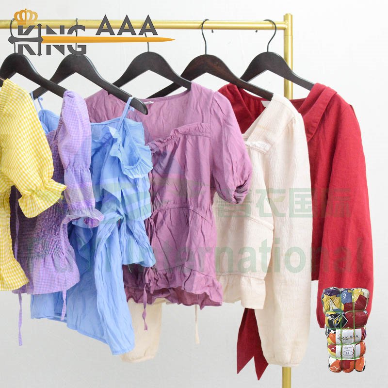 Best Grade Korean Ladies Cotton Blouse Tops Used Clothing Bundle Second Hand Preloved Bale Clothes from Uk Apparel For Women