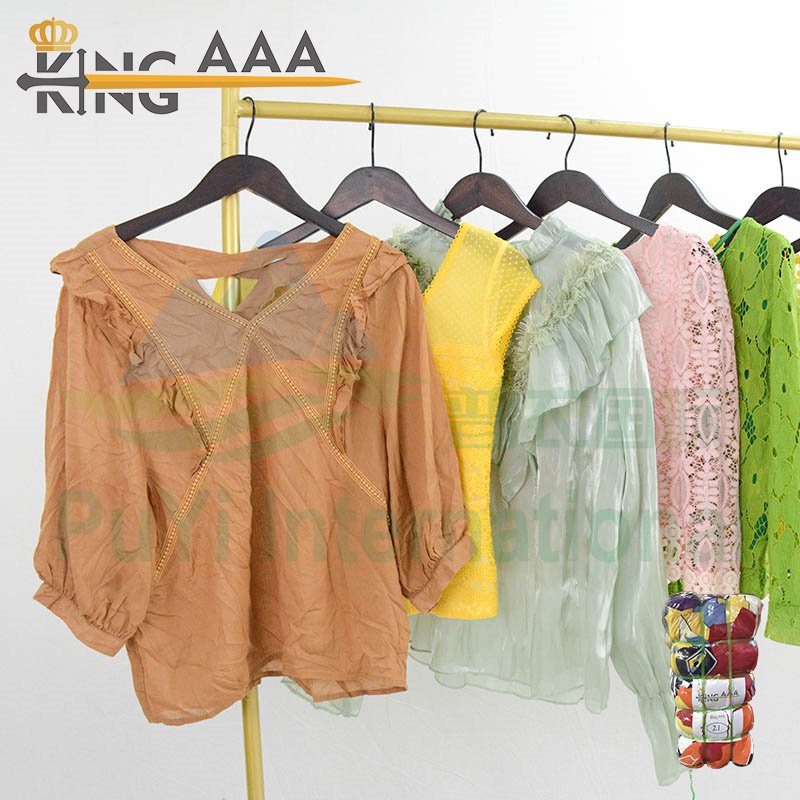 Best Grade Korean Ladies Cotton Blouse Tops Used Clothing Bundle Second Hand Preloved Bale Clothes from Uk Apparel For Women