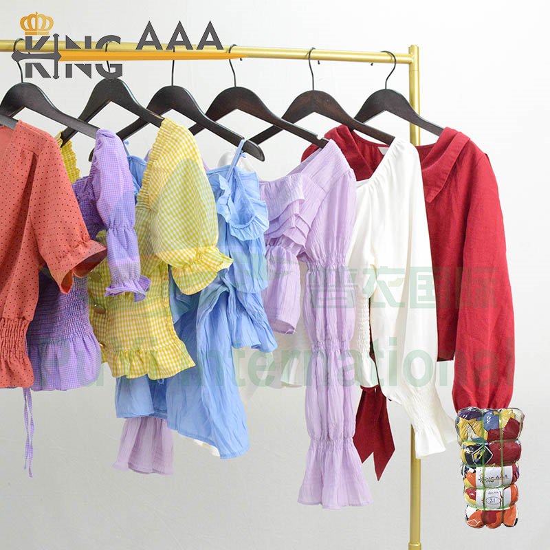 Best Grade Korean Ladies Cotton Blouse Tops Used Clothing Bundle Second Hand Preloved Bale Clothes from Uk Apparel For Women