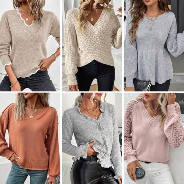 2024 Women's Sweater Pullover Jacquard Pattern Knitwear Long Used Sleeve Round Neck Knitted Winter Cotton Knitted Sweater Wholes