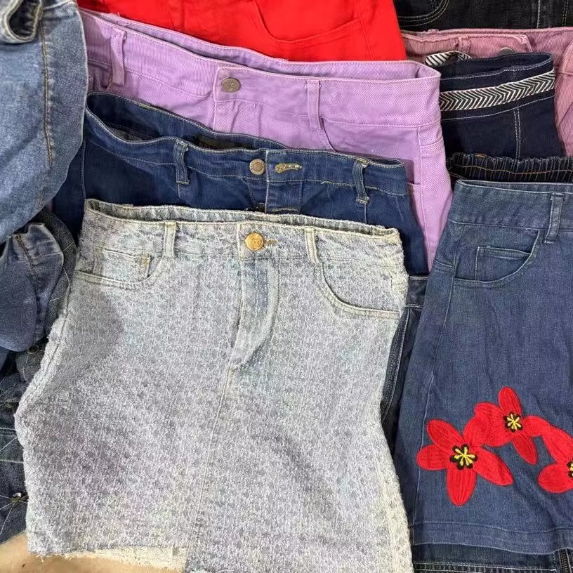 Boutique Second Hand denim skirt used clothes jeans skirt Korea style summer tops ladies used dress