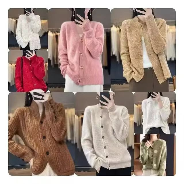 2024 Women's Sweater Pullover Jacquard Pattern Knitwear Long New Sleeve Round Neck Knitted Winter Cotton Knitted Sweater Wholes
