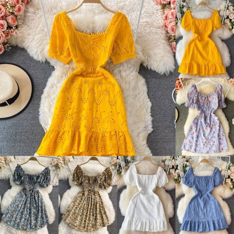 Wholesale 2023 summer bulk women's dresses cheap loose women's dresses stock casual wear
