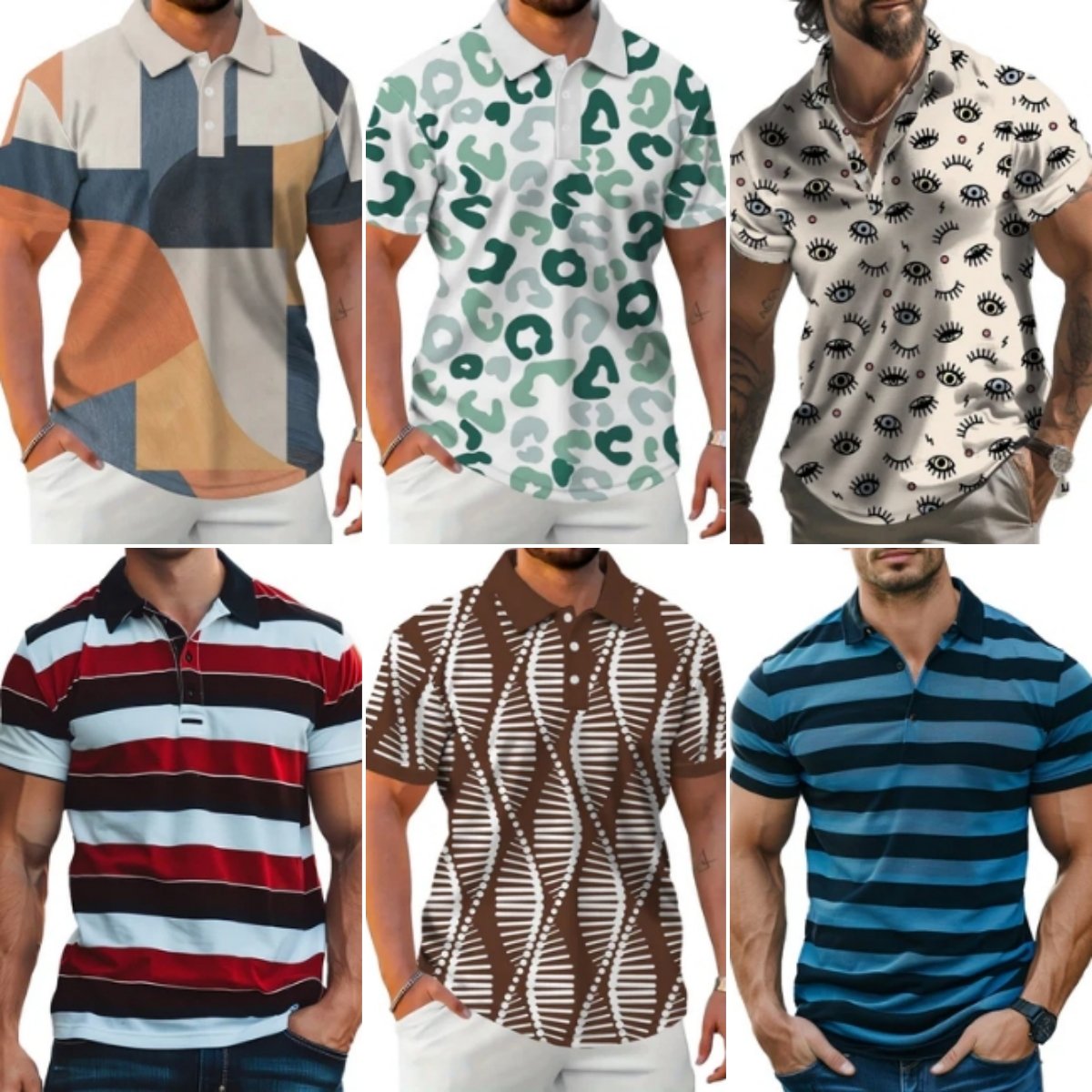 Bulk wholesale Men's casual short sleeved polo T-shirt Tail cargo printed polo shirt 100% cotton polo shirt randomly shipped