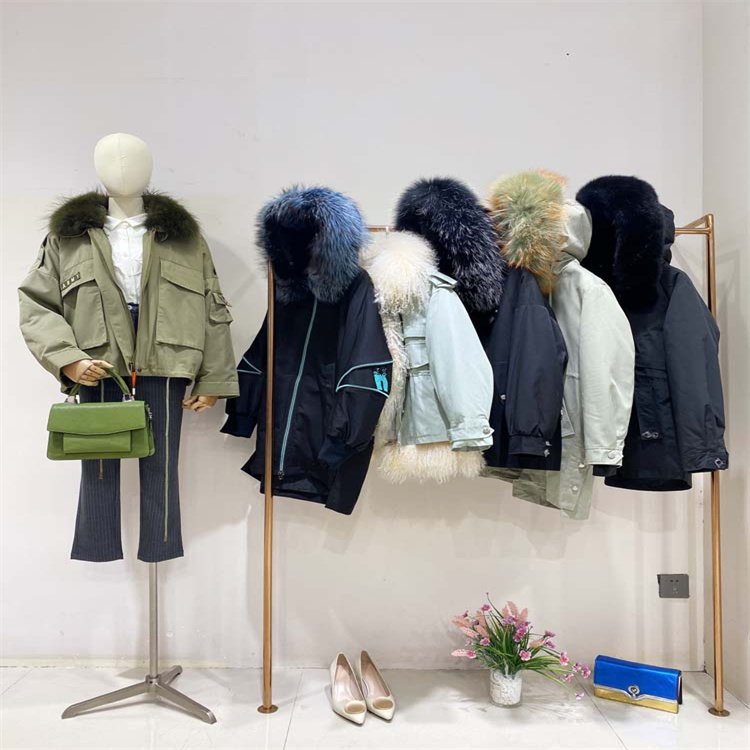 Cut Label Used Clothes Second-hand Discount Fur Collar Down Jacket Miscellaneous Stock Bulk Sale