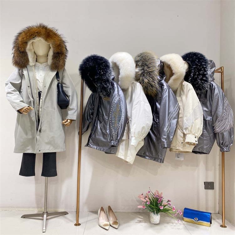 Cut Label Used Clothes Second-hand Discount Fur Collar Down Jacket Miscellaneous Stock Bulk Sale