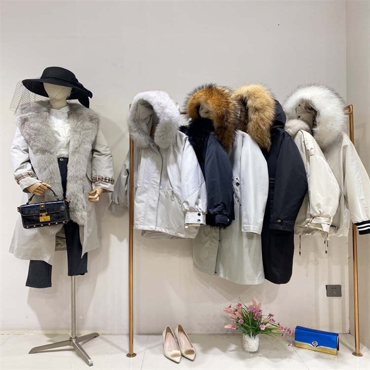 Cut Label Used Clothes Second-hand Discount Fur Collar Down Jacket Miscellaneous Stock Bulk Sale