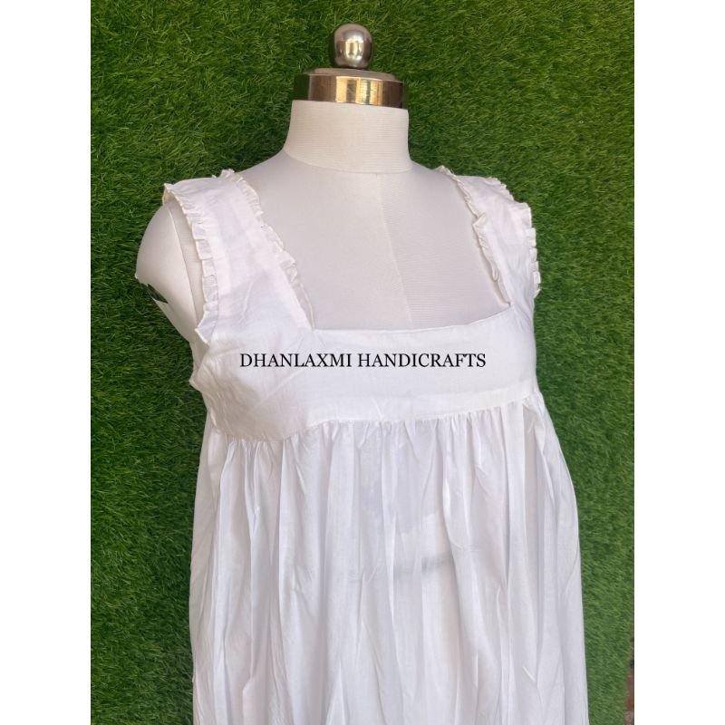 Indian Cotton Plain White Long Dress Handmade Summer Clothes For Women Casual Wear Dress Sleeveless Maxi Dress Bohemian Outfit