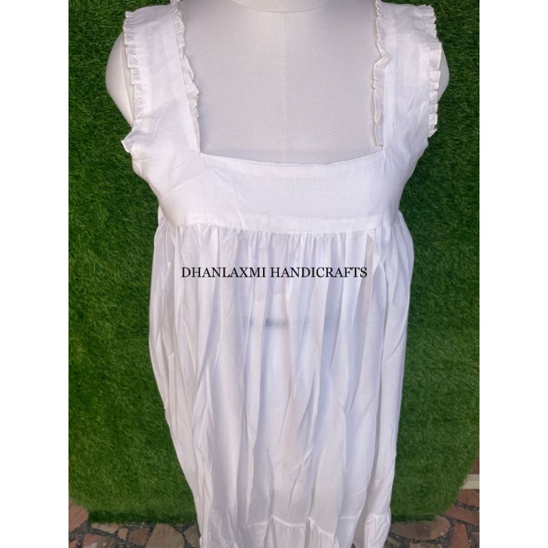 Indian Cotton Plain White Long Dress Handmade Summer Clothes For Women Casual Wear Dress Sleeveless Maxi Dress Bohemian Outfit