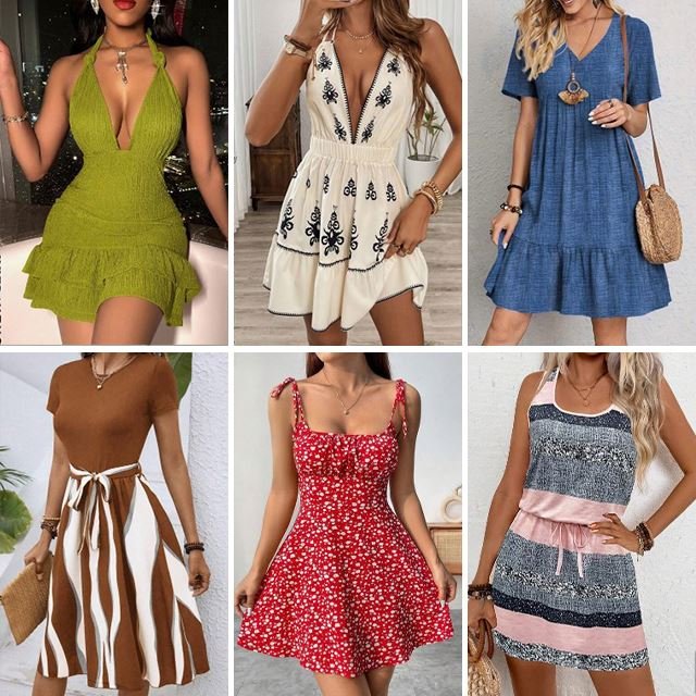 2024 Wholesale Cheap Fashion Elegant Beach Women's Summer Casual Dresses Bulk Random Shipping