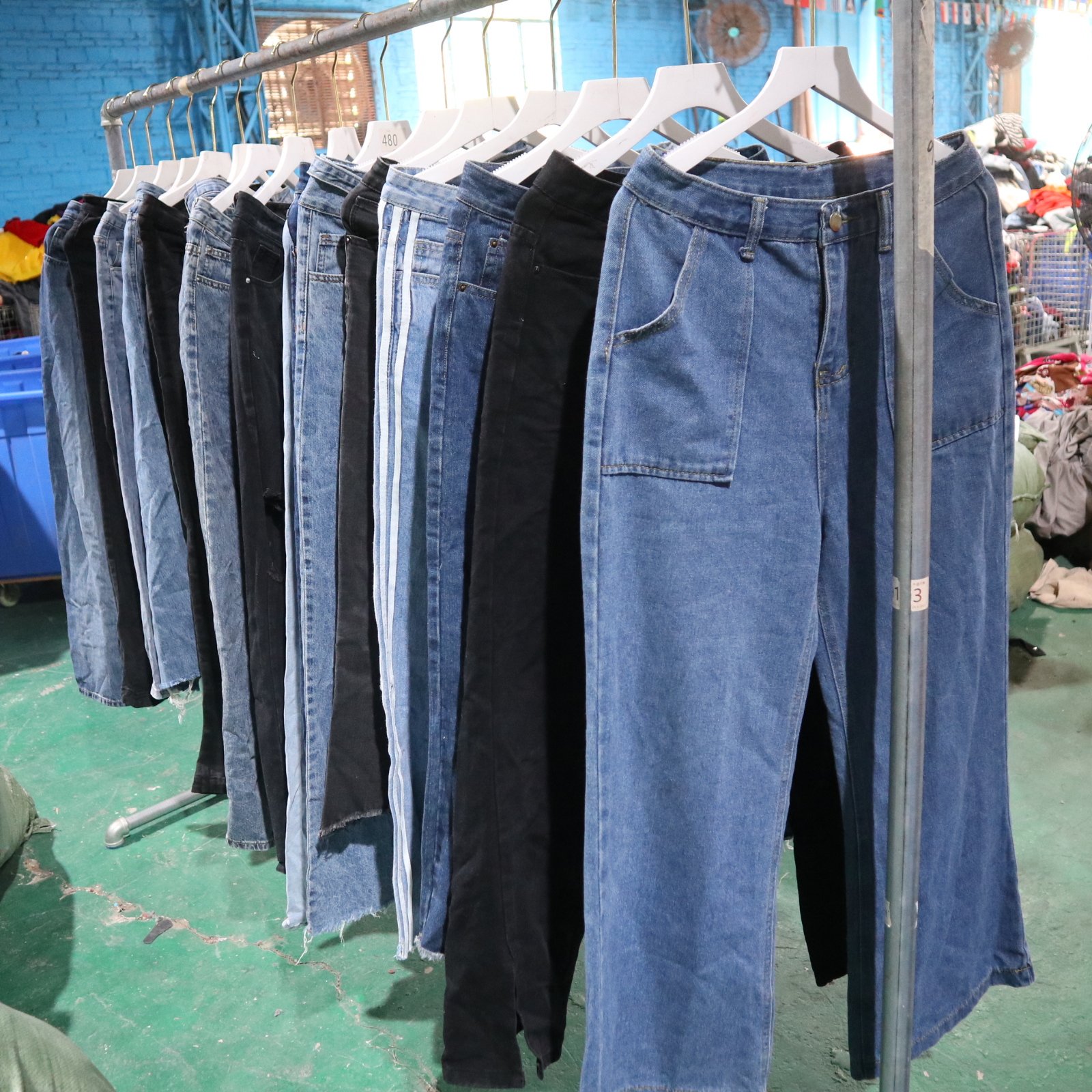 Wide Leg Jeans Women Clean Used Denim Jeans Broken On One Side Trousers For Women New Arrival Denim Wide Leg Pants