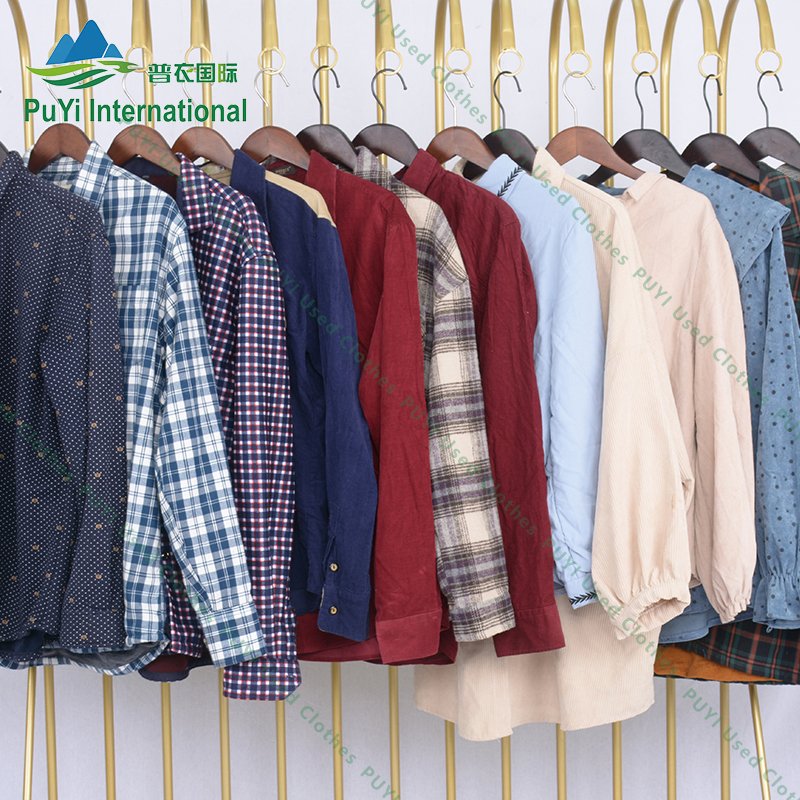 designer vintage ladies men shirts plaid flannerl mixed black men shirt used clothes bulk used clothing original