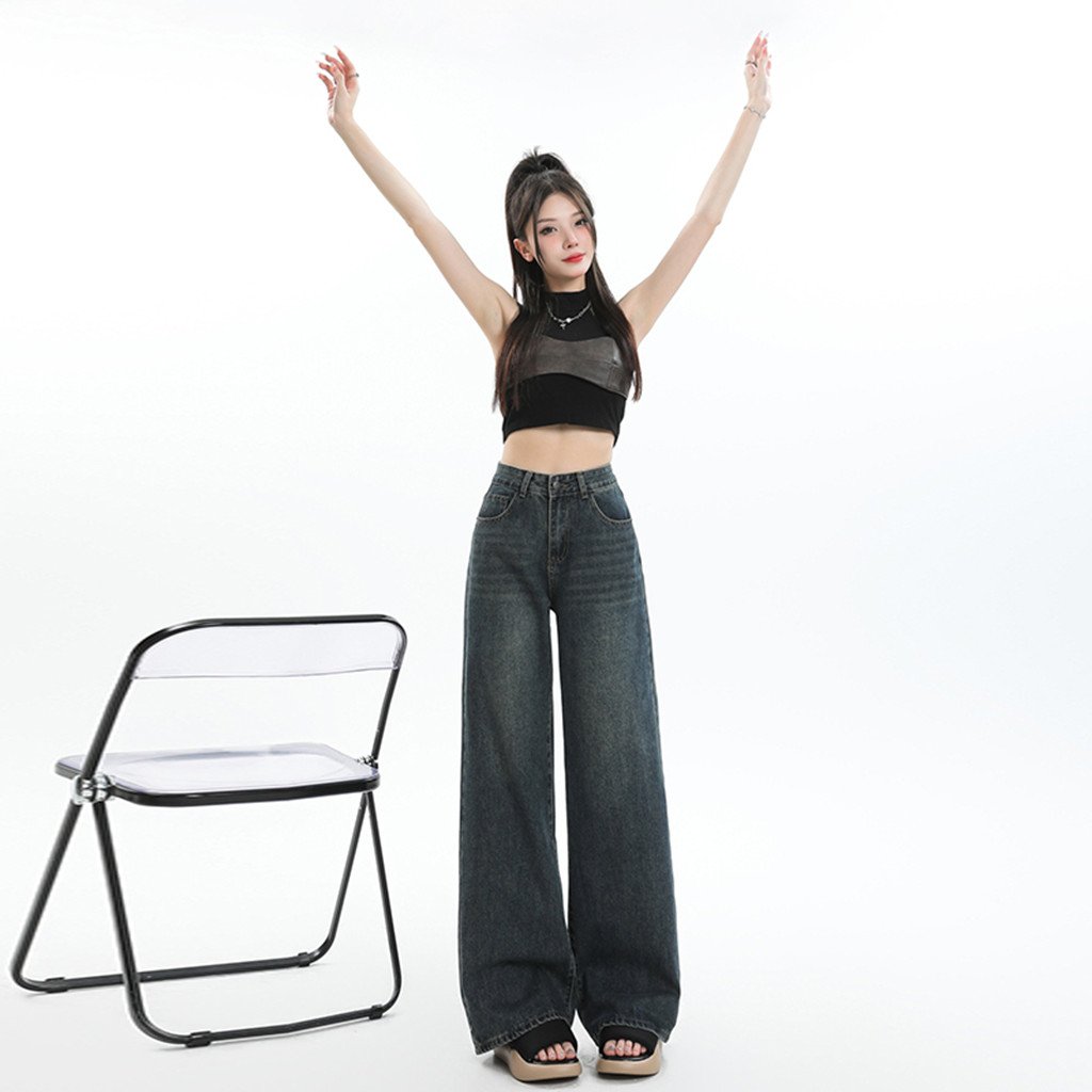 YHJ-051 Vintage Washed Baggy Jeans For Girls - Casual Women's Jeans Pants For 2024 - Stylish Jeans For Ladies