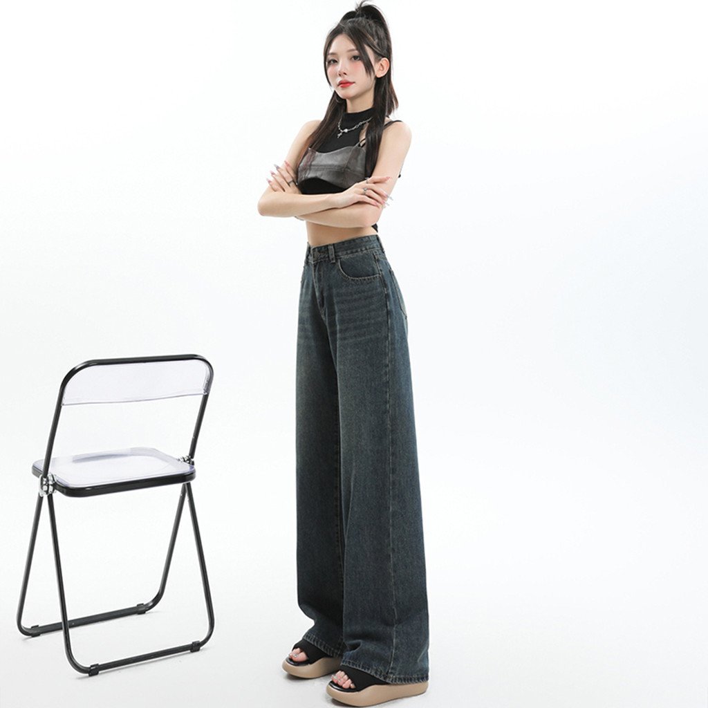 YHJ-051 Vintage Washed Baggy Jeans For Girls - Casual Women's Jeans Pants For 2024 - Stylish Jeans For Ladies