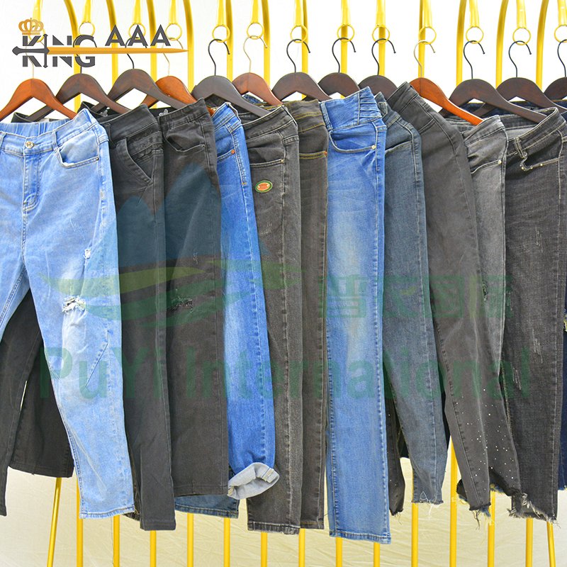 KINGAAA wholesale skinny ripped jeans ladies mixed ukay ukay bales used clothes from uk second hand jeans