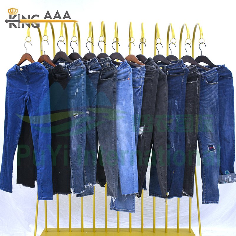 KINGAAA wholesale skinny ripped jeans ladies mixed ukay ukay bales used clothes from uk second hand jeans
