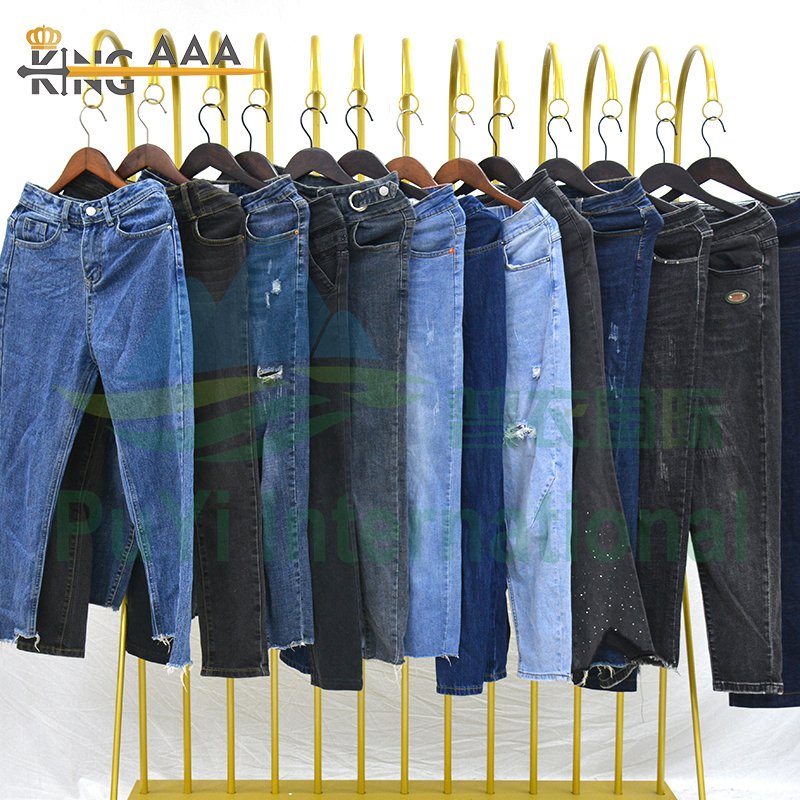 KINGAAA wholesale skinny ripped jeans ladies mixed ukay ukay bales used clothes from uk second hand jeans