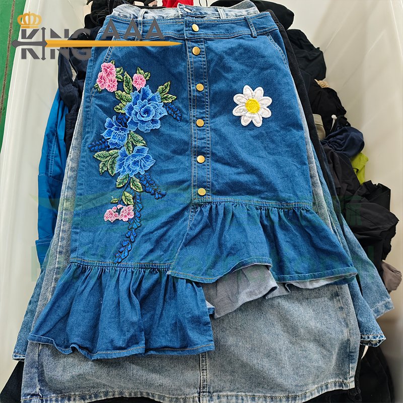 Wholesale Ladies Slim long Denim Jeans Skirt Second Hand Bale Clothes Maxi Dress Ladies Skirts for Women Denim Casual Dresses