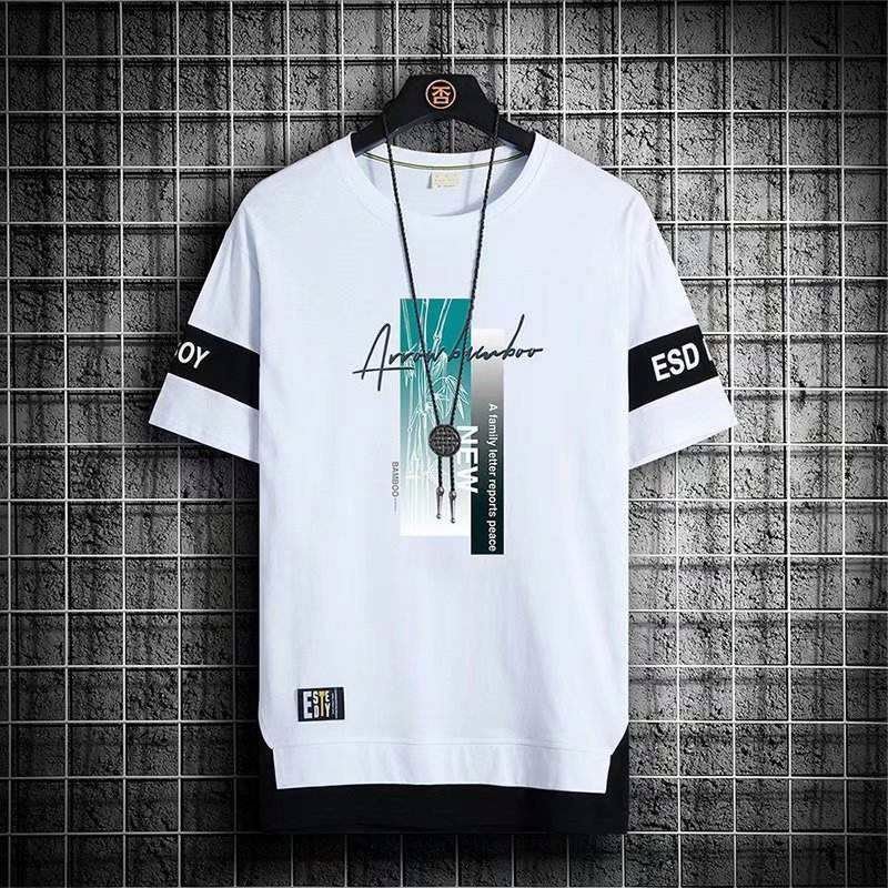 Wholesale summer stock men's plus size cartoon letter breathable quick drying oversized t-shirt casual tops