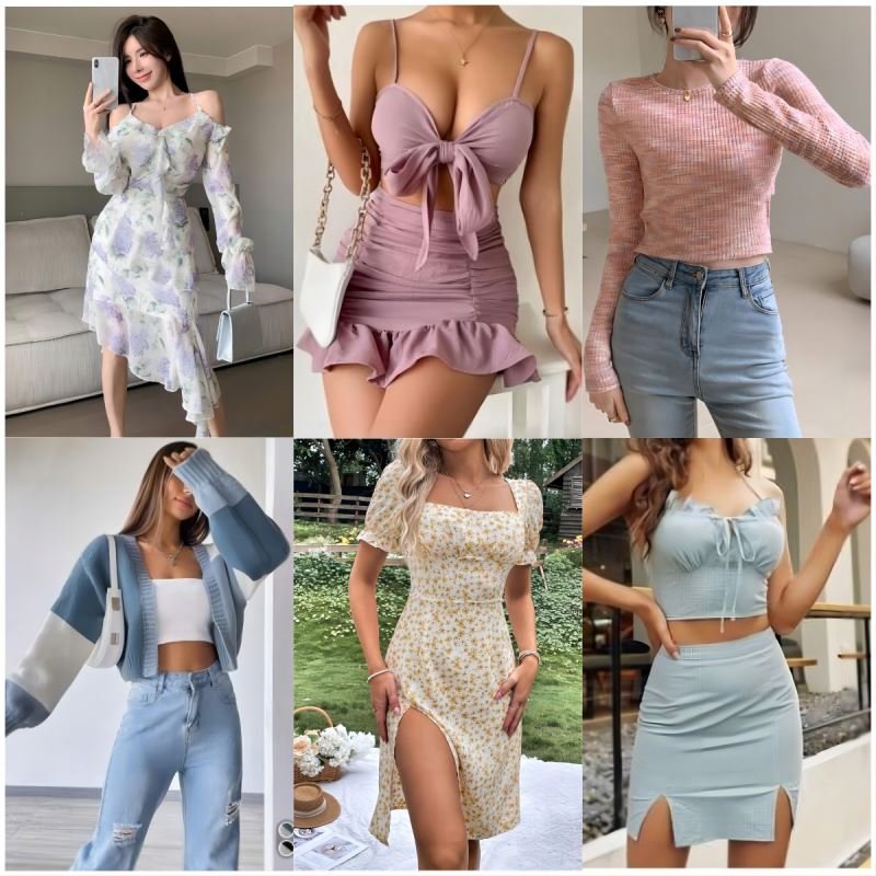 Brand Women's Mix Style Stock Dresses T-shirts Small Shirts Pants Skirts used clothes