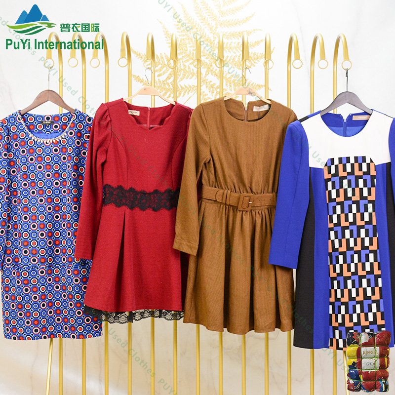 Spring Autumn ladies dress long used clothes apparel used clothing bales 45kg in uganda