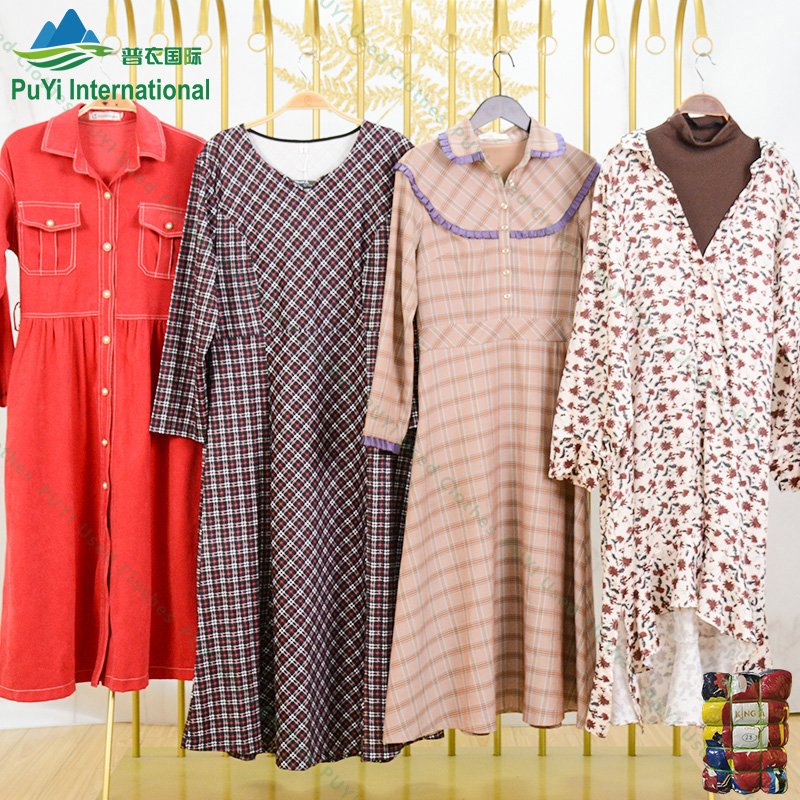 Spring Autumn ladies dress long used clothes apparel used clothing bales 45kg in uganda