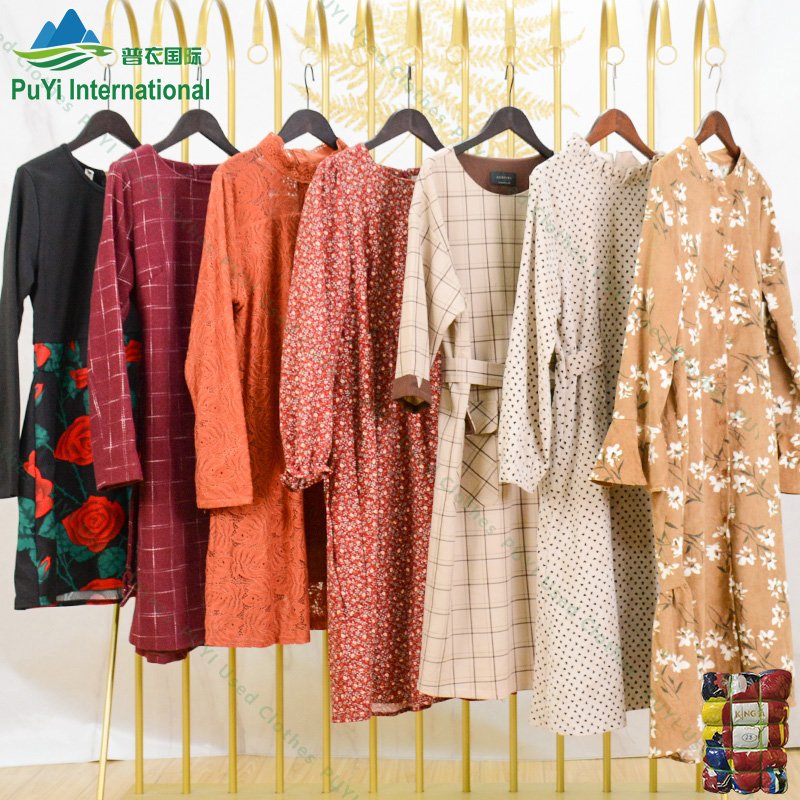 Spring Autumn ladies dress long used clothes apparel used clothing bales 45kg in uganda