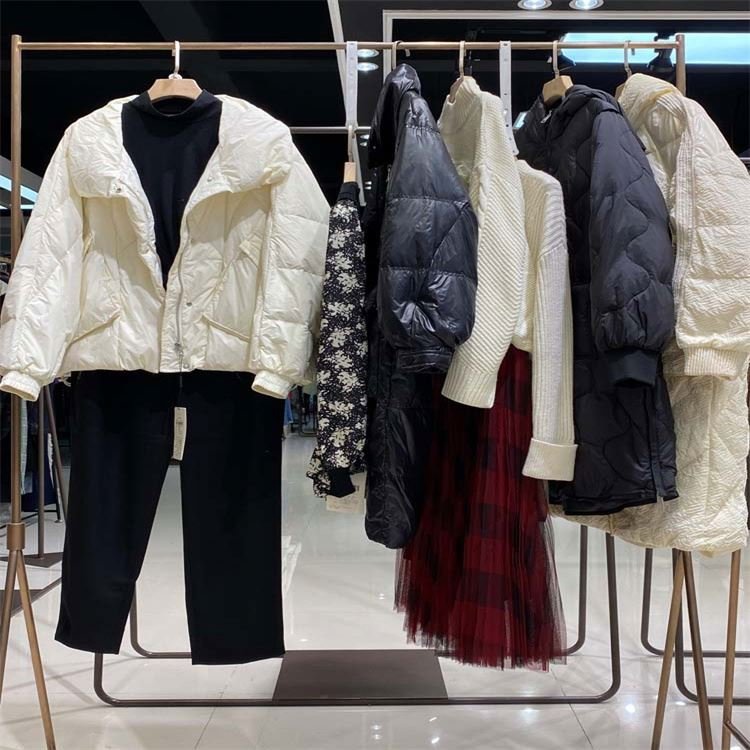 Cut Label Solid Color Used Warm Down Jacket Stock Second-hand Discount Women's Clothing Wholesale Final Clearance