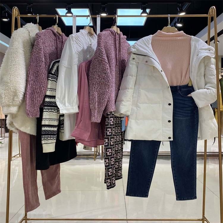 Cut Label Solid Color Used Warm Down Jacket Stock Second-hand Discount Women's Clothing Wholesale Final Clearance