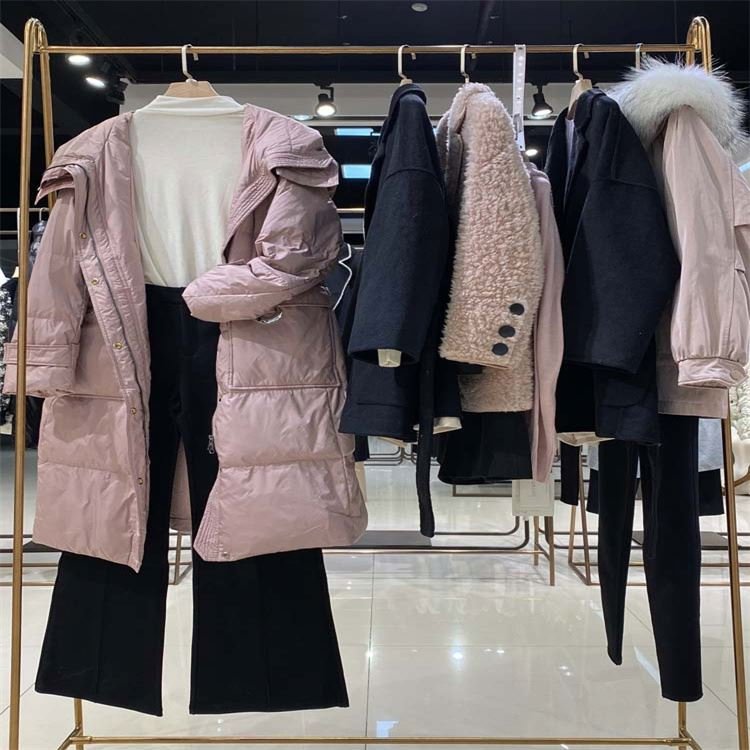 Cut Label Solid Color Used Warm Down Jacket Stock Second-hand Discount Women's Clothing Wholesale Final Clearance