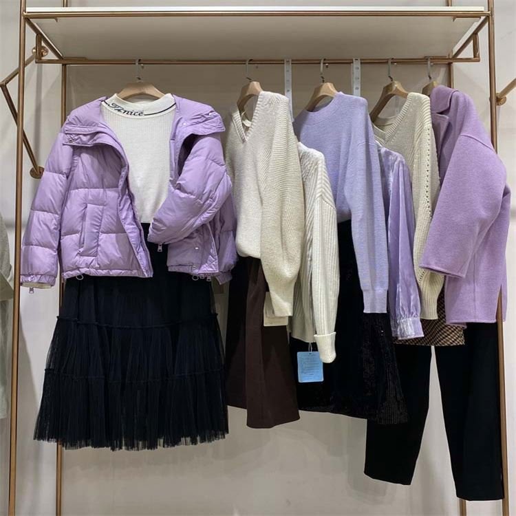 Cut Label Solid Color Used Warm Down Jacket Stock Second-hand Discount Women's Clothing Wholesale Final Clearance