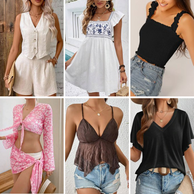 2024 Tail cargo Printed Women's Mixed Clothing Casual Dress Strap Printed Top Sexy Short Skirt Random Delivery
