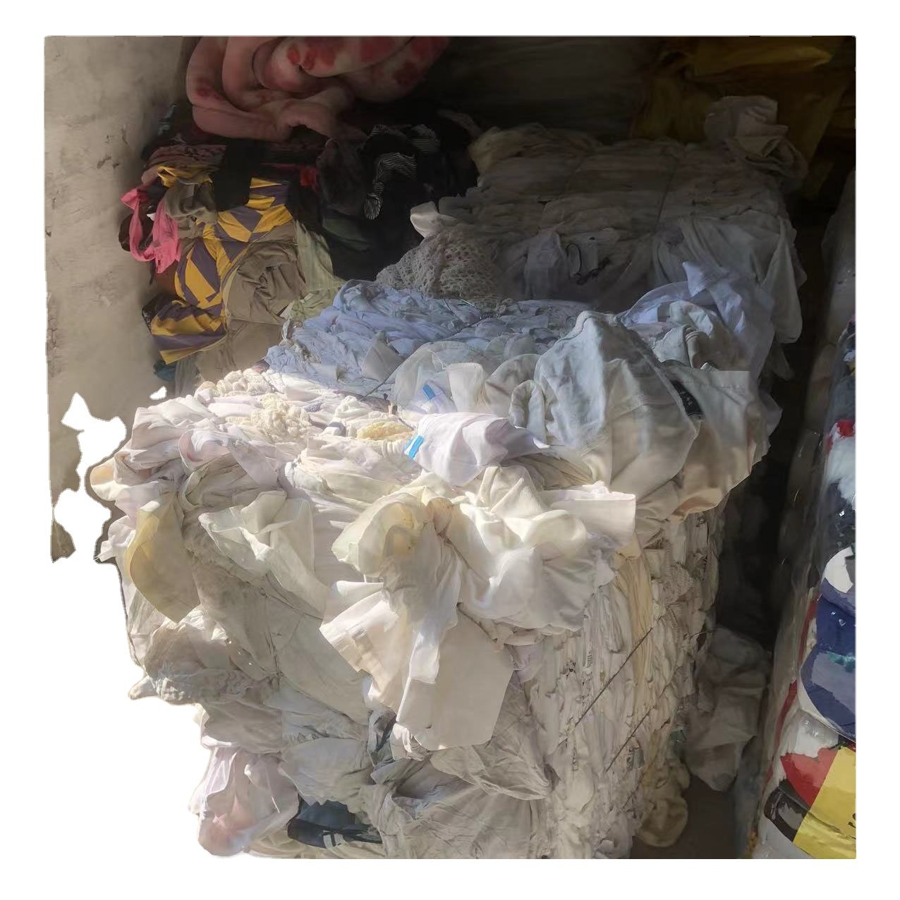 factory cotton used clothes white and colorful uncut rags second hand cotton rag for wiping preloved cheapest clothing container